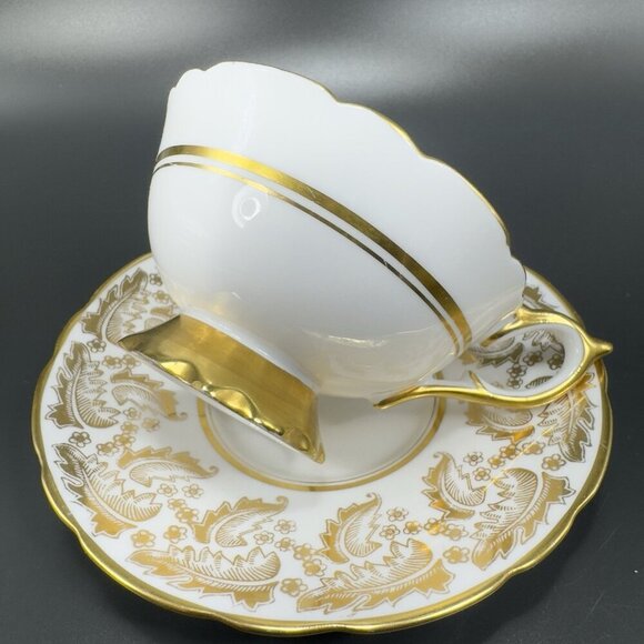 Royal Stafford Fine Porcelain China Teacup And Saucer England Heavy Gold Pattern - Picture 10 of 16
